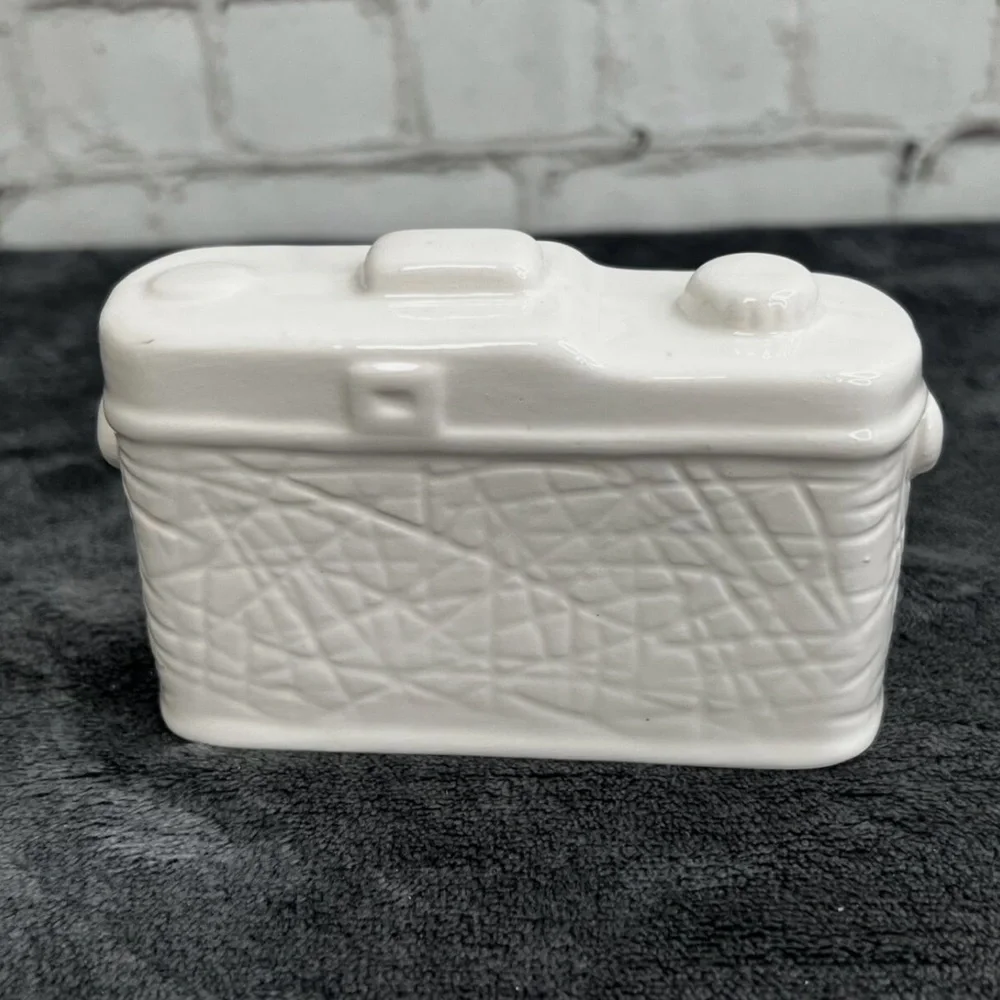 White Ceramic Camera Decor handmade - Picture 3 of 5